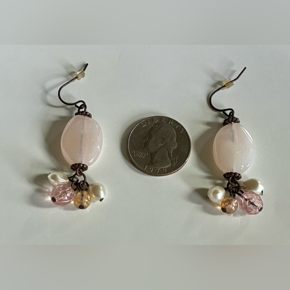 🌷Cookie Lee Pink and Freshwater Pearl Drop Earrings - Picture 6 of 8